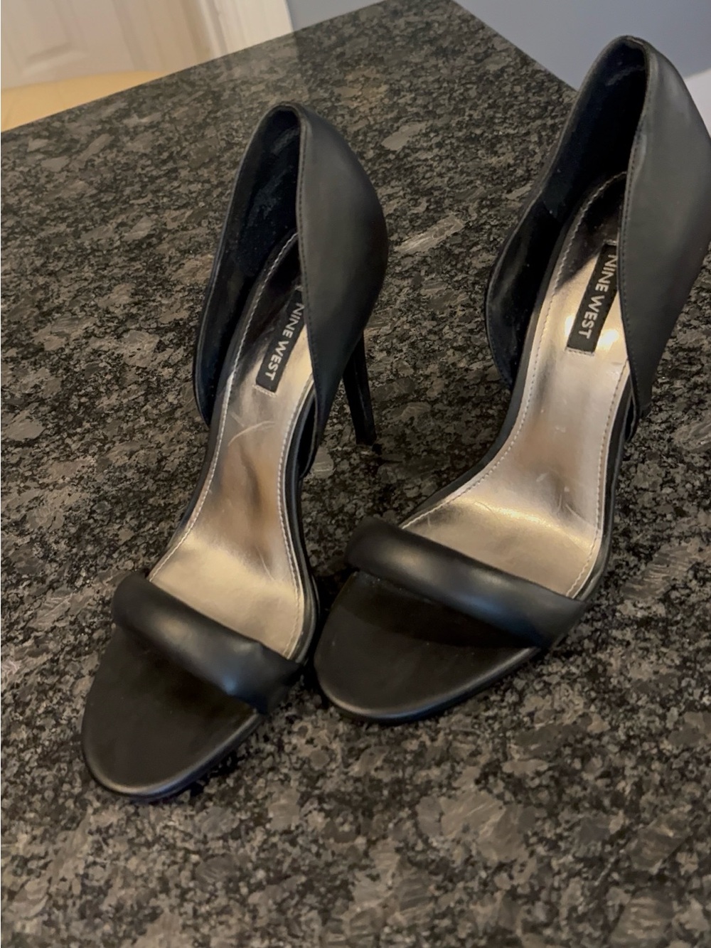 Nine West Black Open-Toe D'Orsay Stiletto Heels